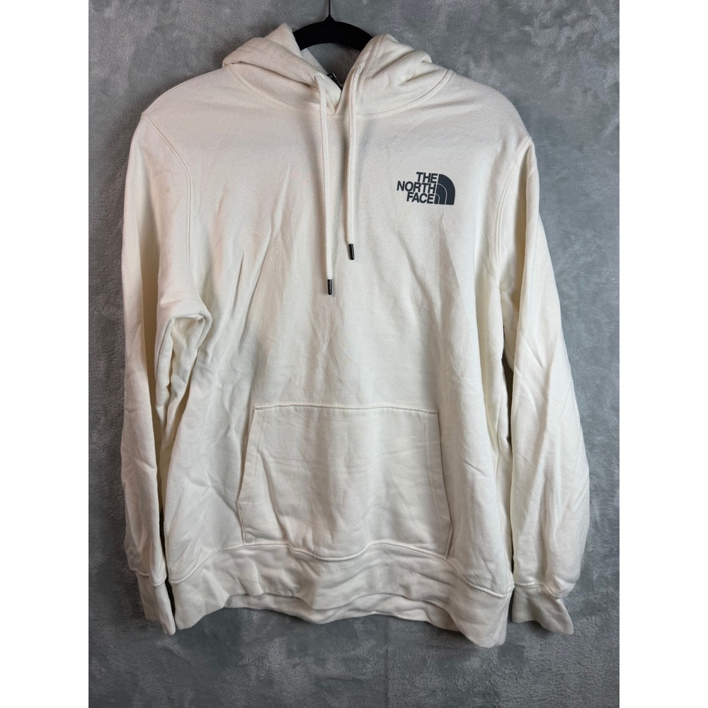 THE NORTH FACE Womens L Ivory Logo Pullover Hoodie Sweatshirt Kangaroo Pocket